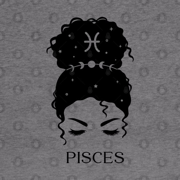 Messy Bun Celestial Queen: Pisces Zodiac Sign by The Cosmic Pharmacist